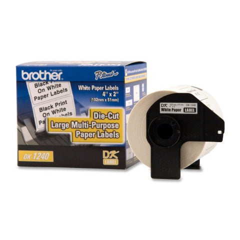 Brother 1.9 x 4 Inch Die Cut White Paper Labels 600 Count (DK1240) - Retail Packaging