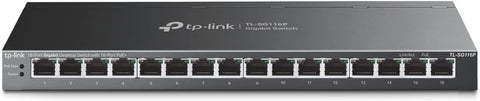 TP-Link TL-SG116P 16-Port Gigabit PoE+ Compliant Unmanaged Network Switch