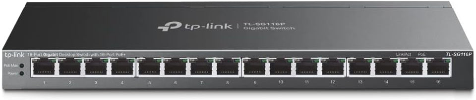 TP-Link TL-SG116P 16-Port Gigabit PoE+ Compliant Unmanaged Network