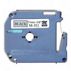 M Series Tape Cartridge for P-Touch Labelers, 3/8w, Black on Silver