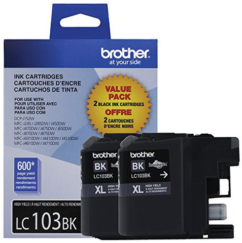Brother LC1032PKS Printer High Yield Cartridge Ink Black (2-Pack)