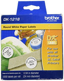 Brother Die-Cut Round Paper Labels, 1" dia, 1000/Roll, White