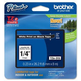 Brother Printer P-Touch TZE315 TZe Standard Adhesive Laminated Labeling Tape, 1/4w, White on Black (BRTTZE315)