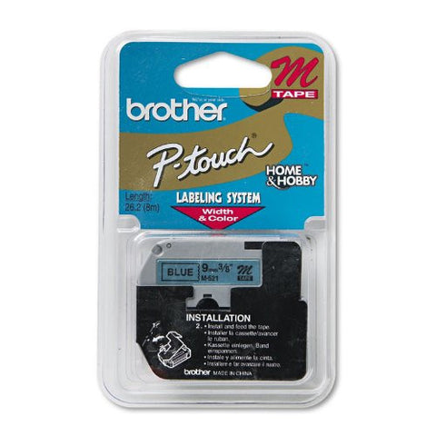 Brother 3/8 Inch x 26.2 Feet Black on Metallic Blue for P-Touch (M521)