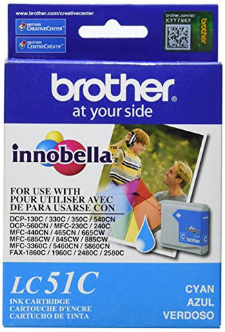 Brother Innobella LC51C Ink Cartridge, 400 Page Yield, Cyan
