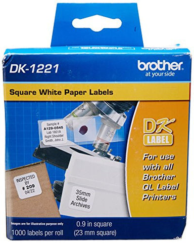 Brother DK1221 Square Paper Labels, 1000 Labels - Retail Packaging