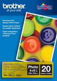 Brother Glossy Inkjet Paper, 4 x 6 Inches, 20 Sheets (BP71GP20) - Retail Packaging