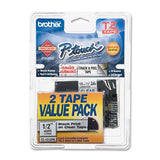 Brother Tape, Retail Packaging, 1/2 Inch, Black on Clear,2 Pack (TZe1312pk) - Retail Packaging