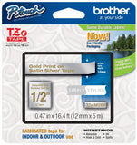 Brother Laminated Tape, 12mm (0.47 Inch), Gold on Silver (TZeMQ934)
