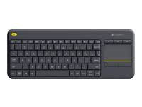 Logitech Touch K400 Plus Wireless 2.4 GHz Keyboard - Touchpad - Black